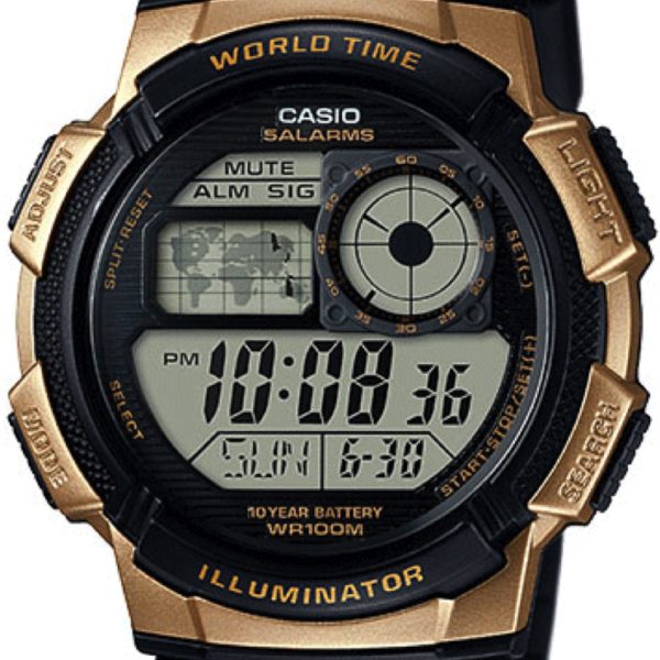 Reloj para hombre Casio Ae-1000w-1A3 deportivo resistente al agua hora mundial luz led