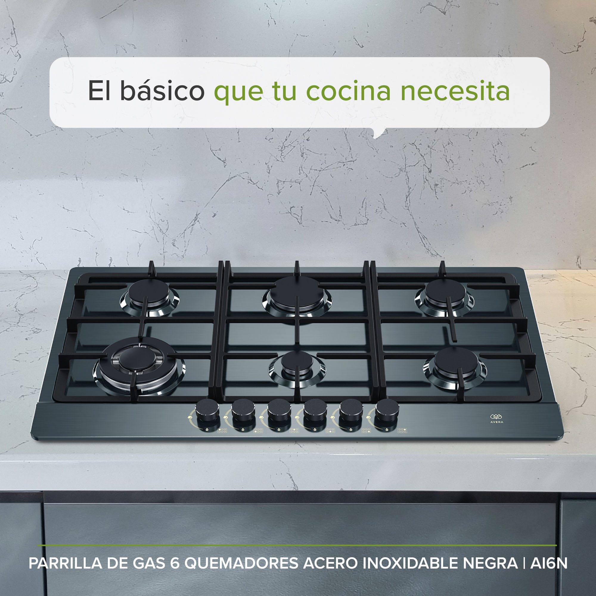 Parrilla A Gas 6 Quemadores Acero Inoxidable Avera AI6N