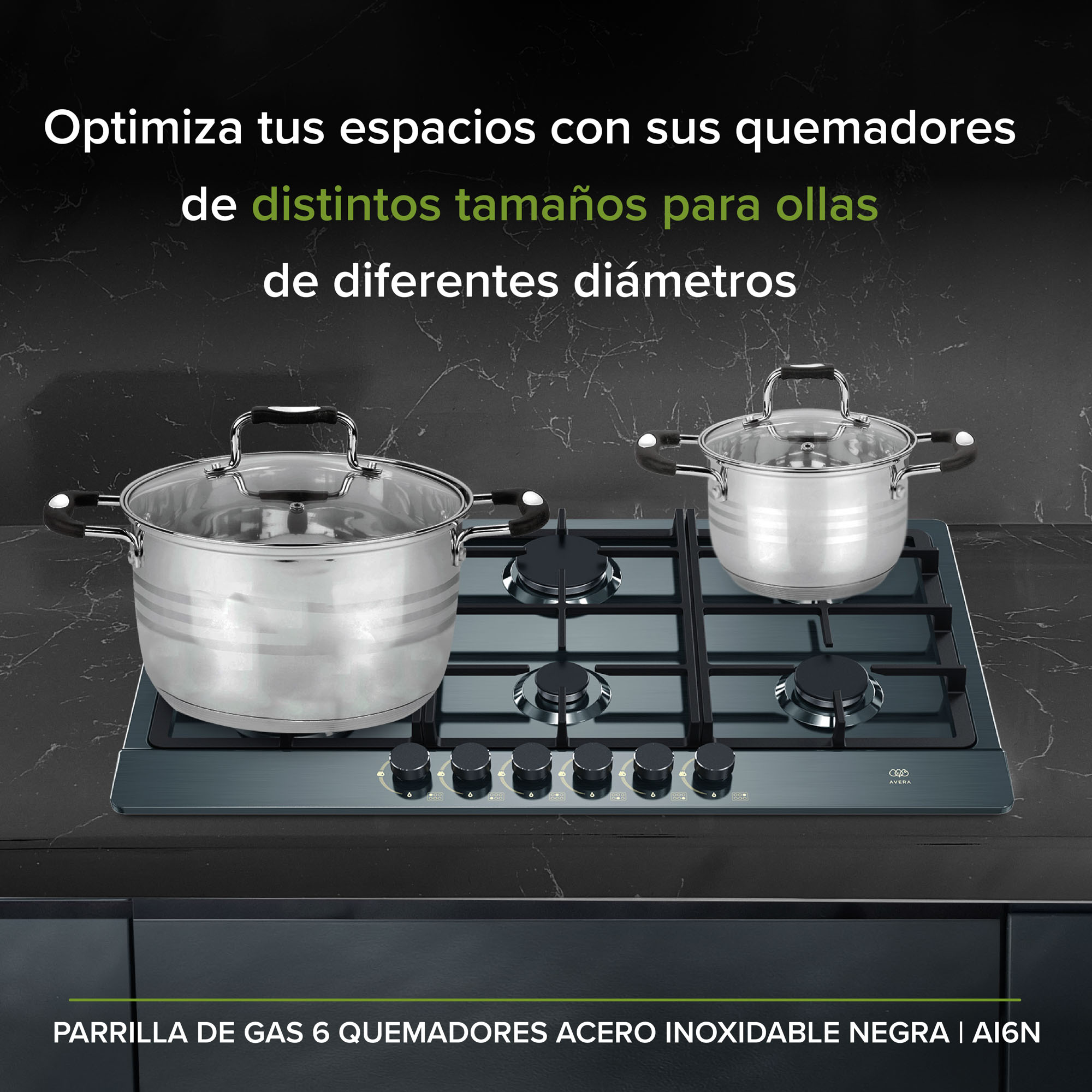 Parrilla A Gas 6 Quemadores Acero Inoxidable Avera AI6N