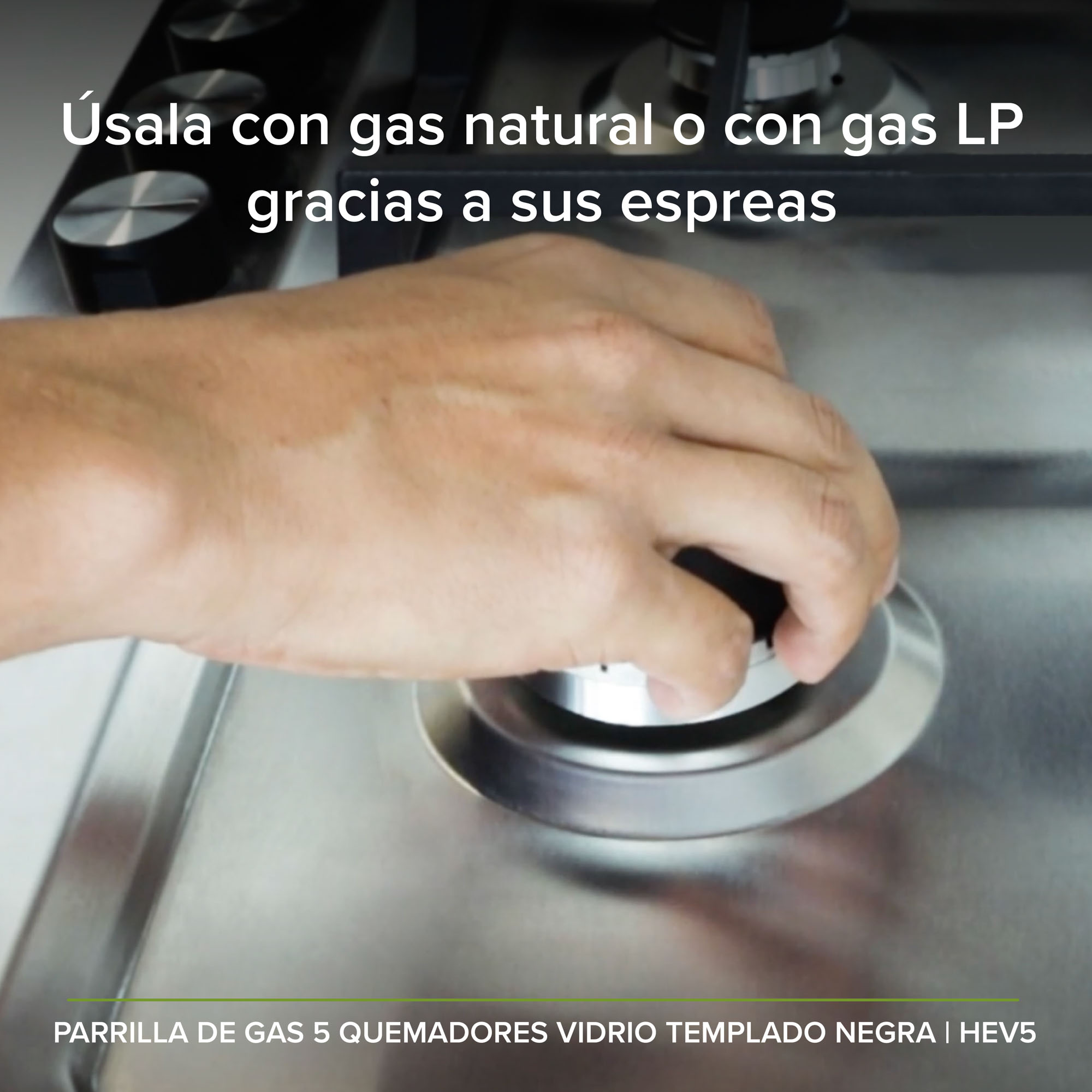 Parrilla A Gas 5 Quemadores Hierro Y Panel De Vidrio Avera HEV5