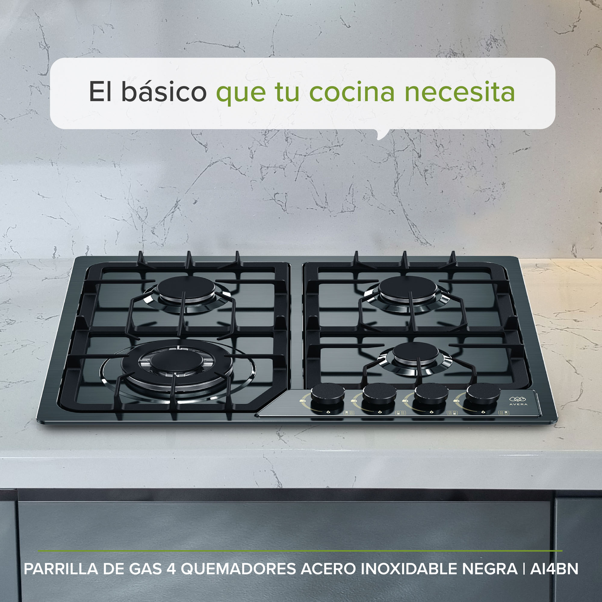 Parrilla A Gas 4 Quemadores Acero Inoxidable Avera AI4BN