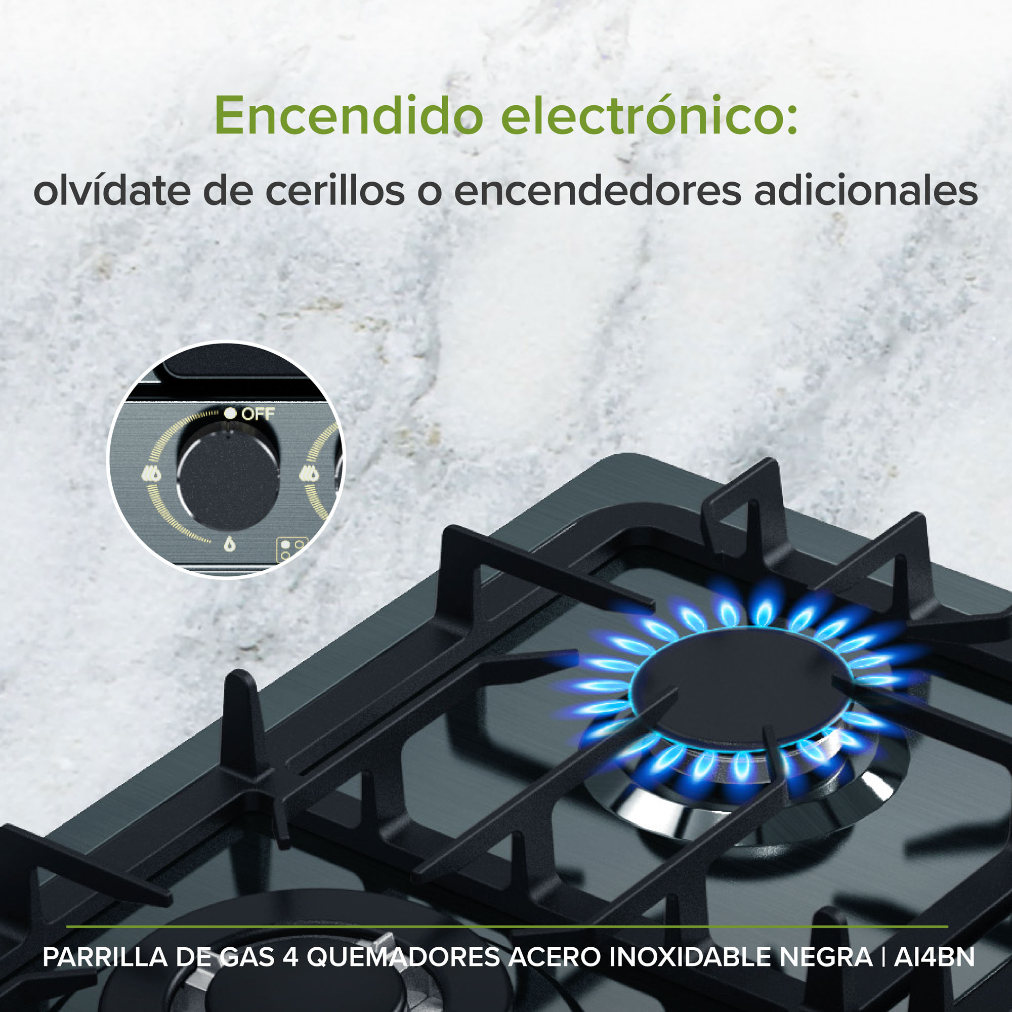 Parrilla A Gas 4 Quemadores Acero Inoxidable Avera AI4BN