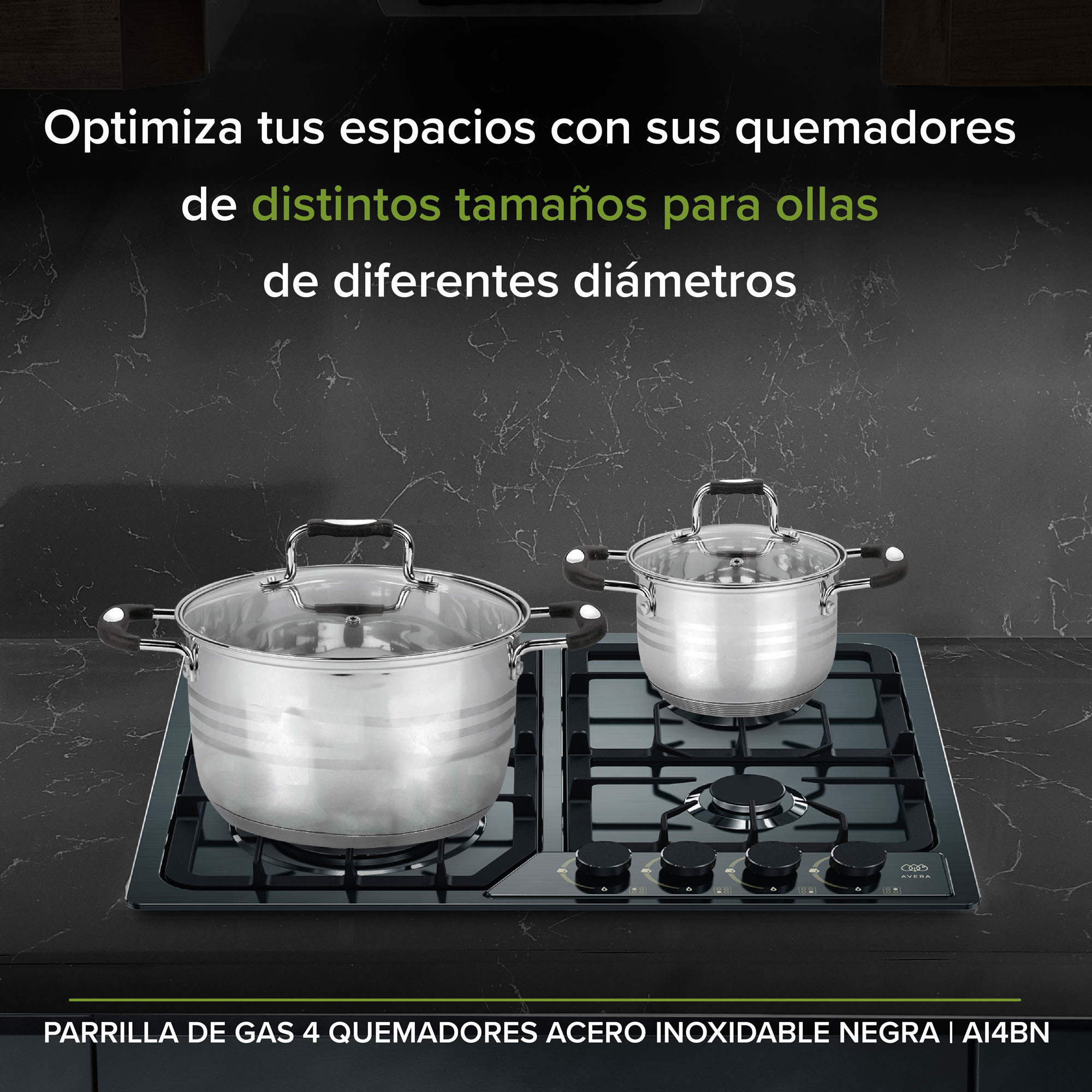 Parrilla A Gas 4 Quemadores Acero Inoxidable Avera AI4BN