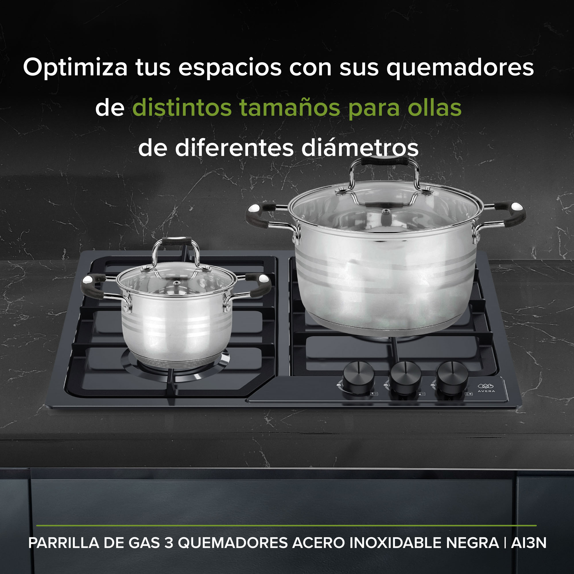 Parrilla A Gas 3 Quemadores Acero Inoxidable Avera AI3N