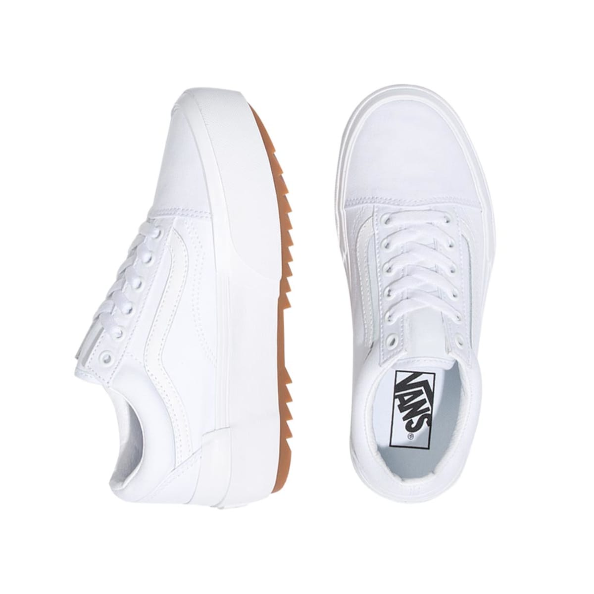 Tenis Skate Ua Old Skool Stacked de Vans Latino para mujer, color blanco, mod. 1088652