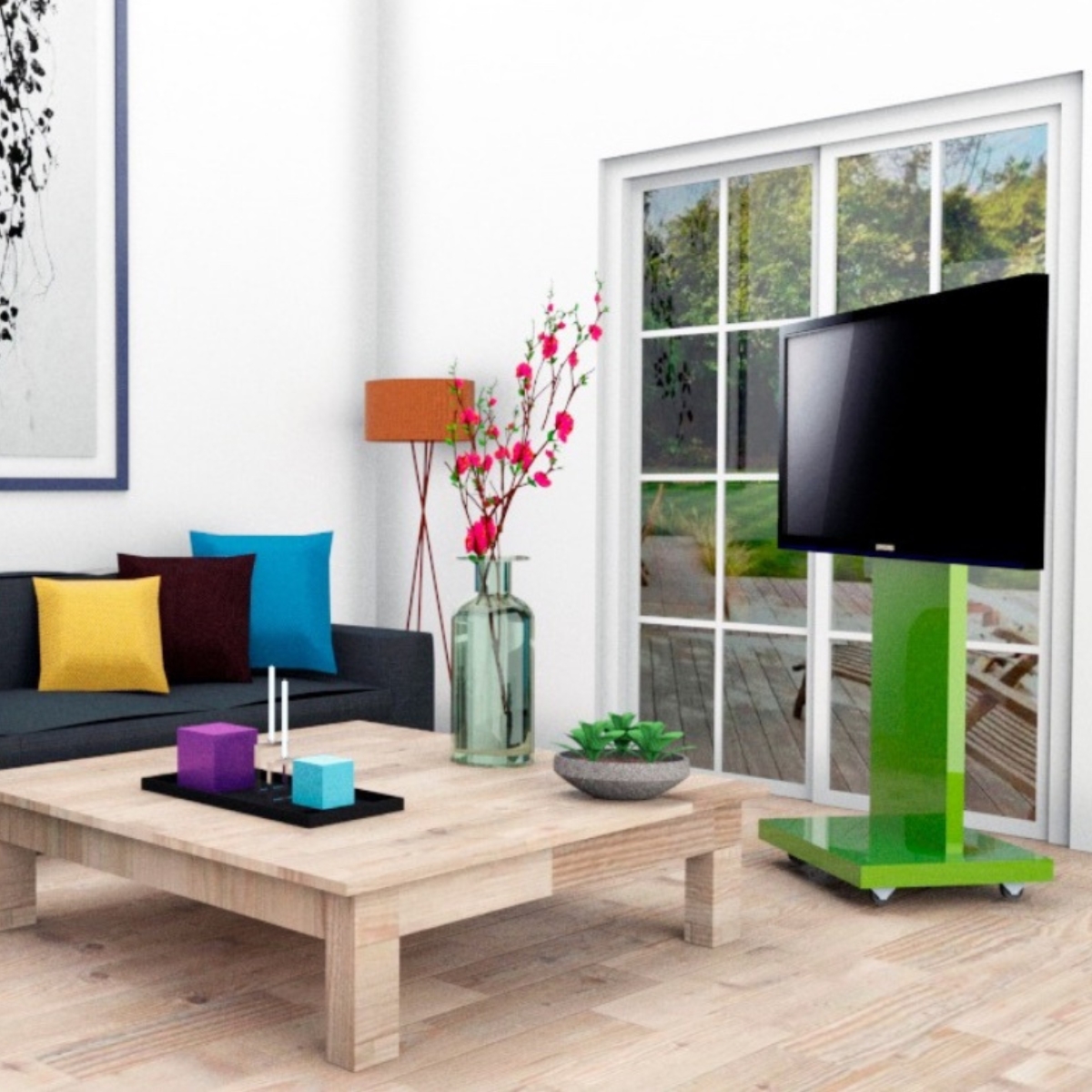 Soporte De Pantalla En Pedestal Con Ruedas Slim.