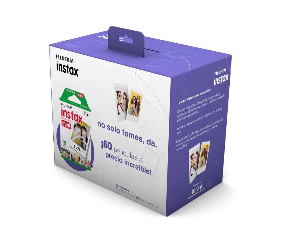 CARTUCHO FUJI INSTAX MINI ISO 800 CON 5 PAQUETES DE 10 (50 HOJAS)