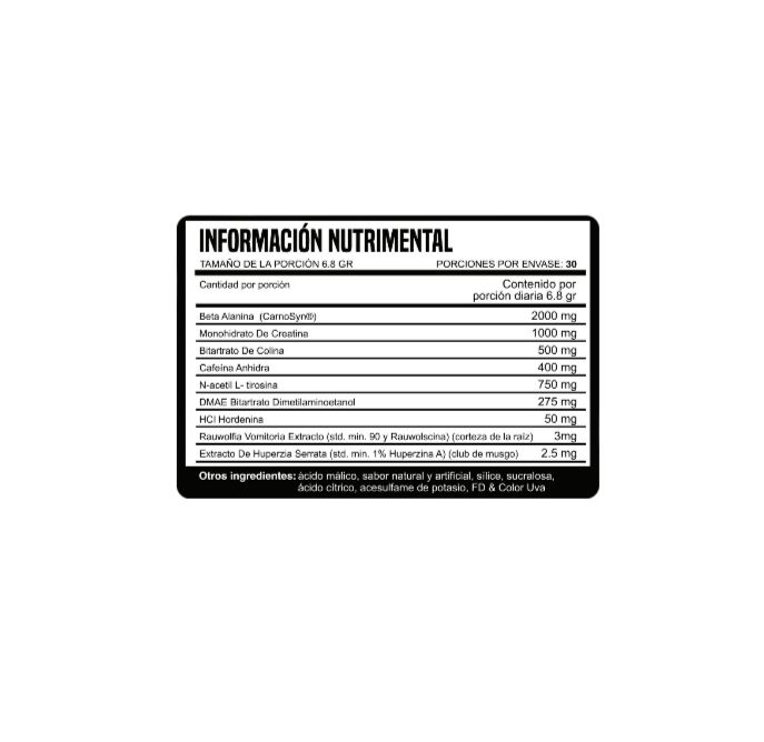 Diablo Power Pre entrenador (30 Serv) Sabor poche de frutas