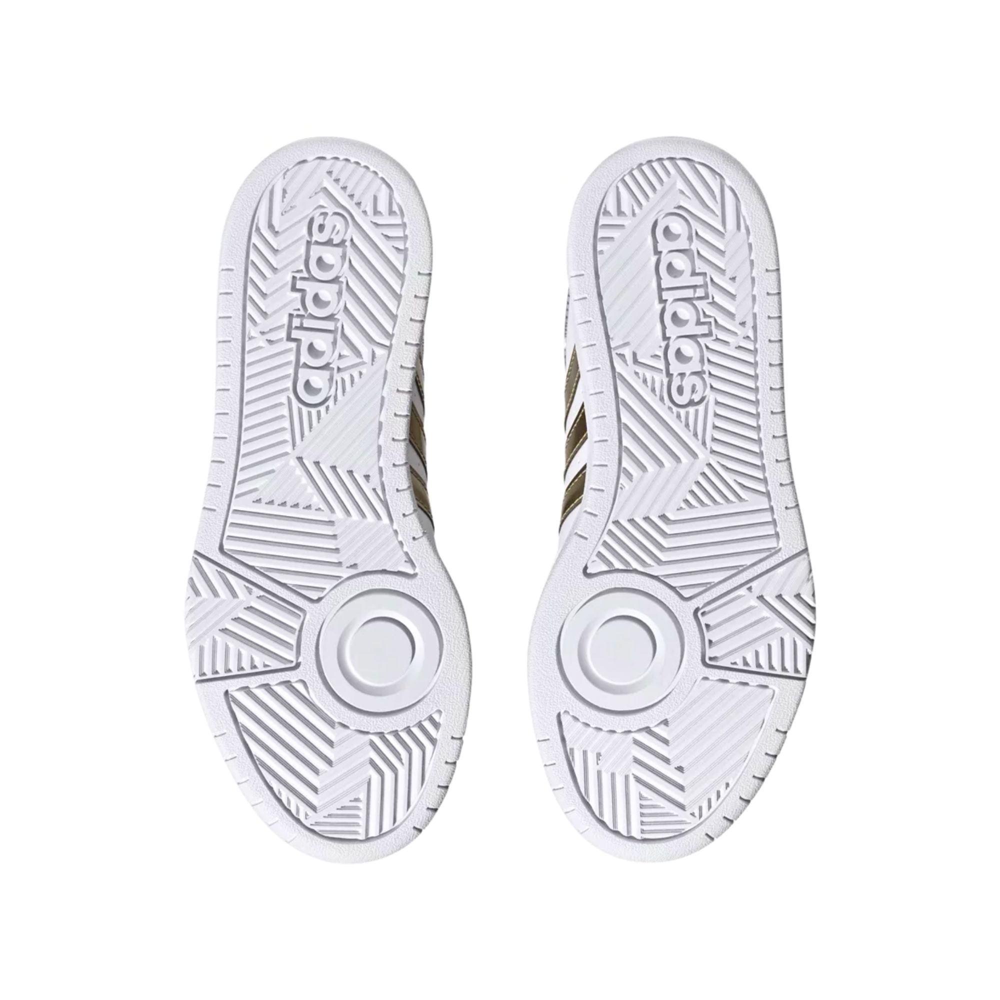 Tenis Adidas hoops 3.0 Low Blanco con Dorado Dama Originales HP7972