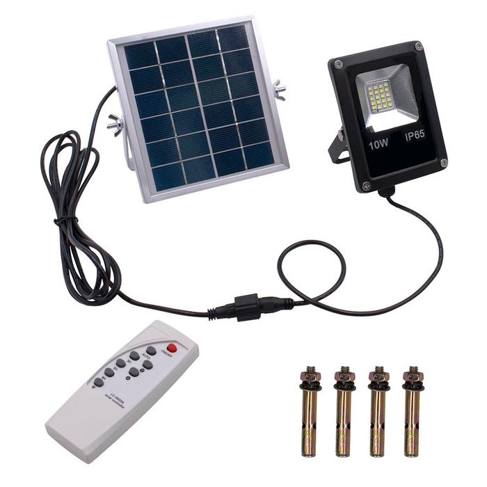 Reflector LED con Celda Solar, MXLRC-001-26, 10W, 900lm, 6000K, Luz Blanca, Iluminación a 120, Panel Solar, con Control Remoto., SolarRC