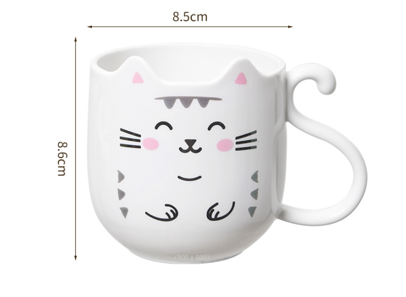 Set de 3 Tazas de Plástico con Diseño de Gato Kawaii, Duraderas y Lindas para Niños y Adultos