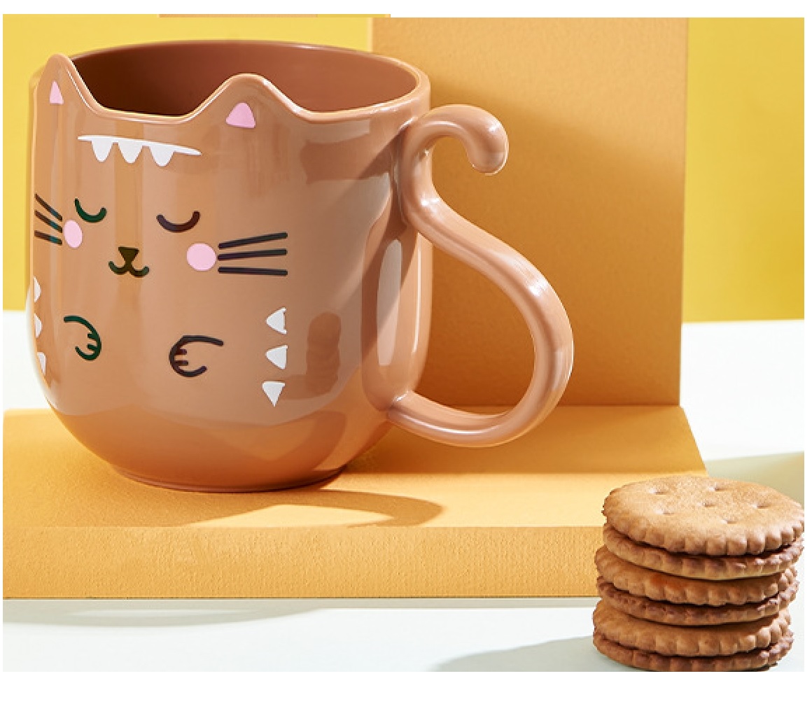 Set de 3 Tazas de Plástico con Diseño de Gato Kawaii, Duraderas y Lindas para Niños y Adultos