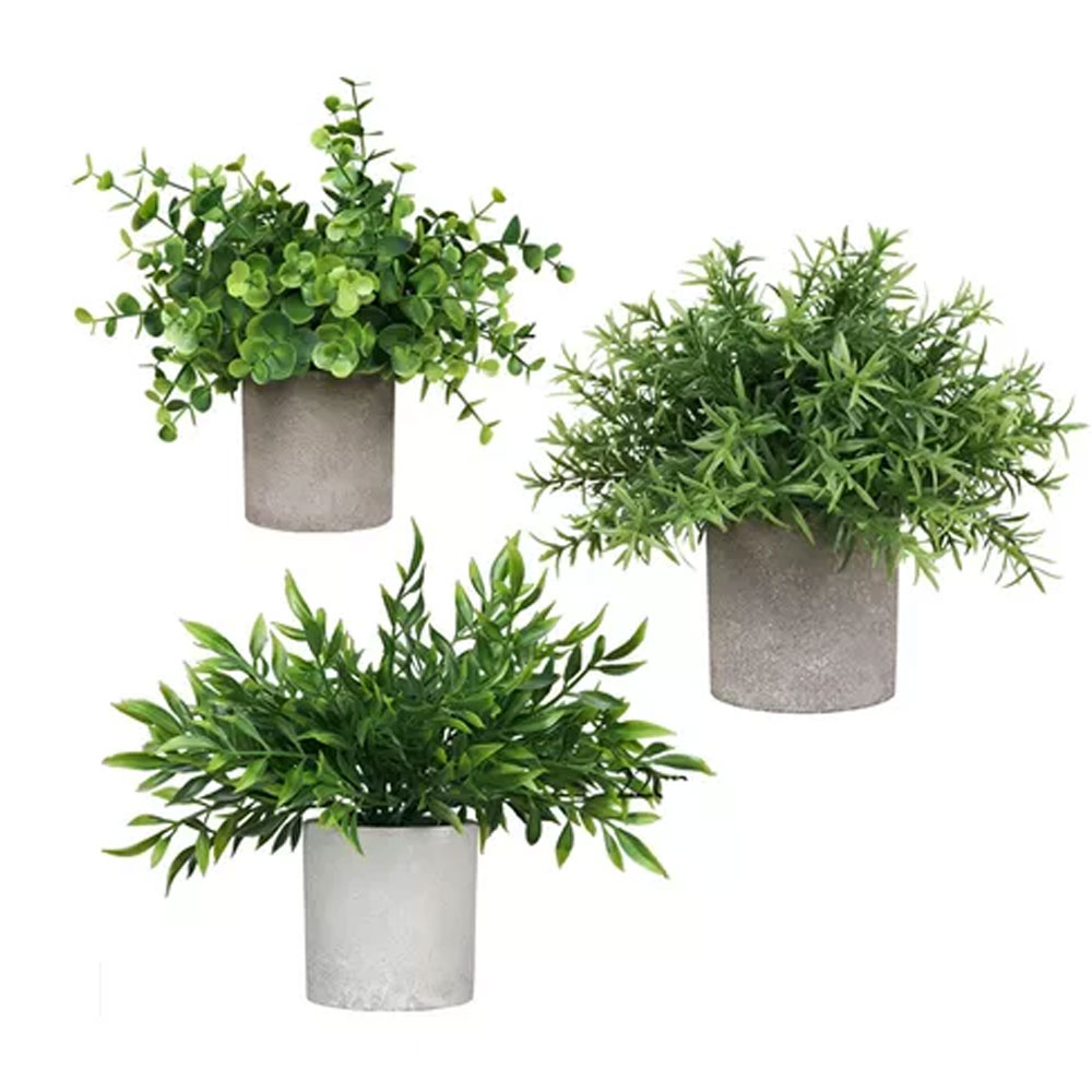 Juego de 3 Macetas Decorativas de Plantas Artificiales - Diseño Moderno y Calidad Premium para Interior y Exterior ModB