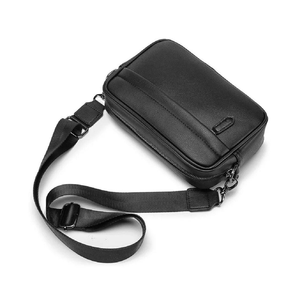 Bandolera De Cuero Para Hombre Bolso Crossbody Negro