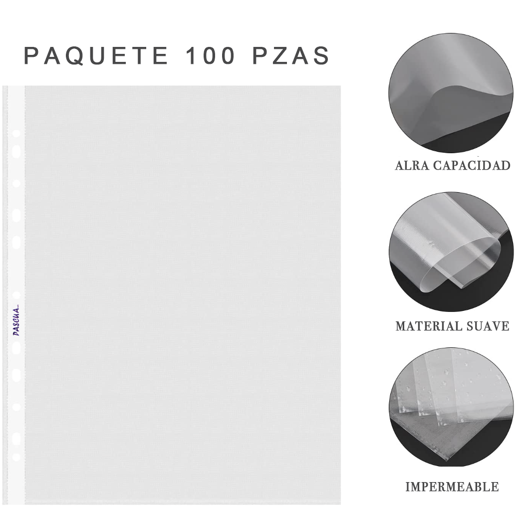 Paquete de 100 unidades de protectores transparentes de hojas para organizar, guardar y proteger hojas de papel de tamaño carta