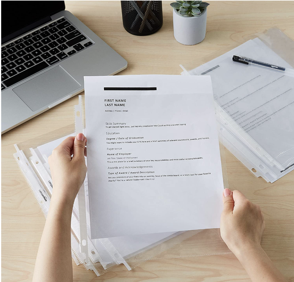 100 fundas de plástico transparente para documento protectores transparentes de hojas para organizar, guardar y proteger hojas de papel de 23.5 x 28.5 cm