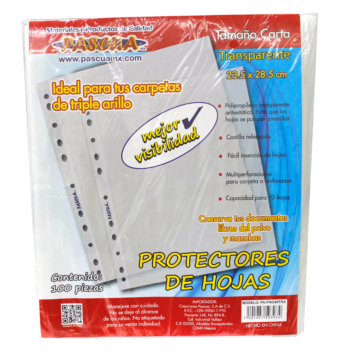 100 fundas de plástico transparente para documento protectores transparentes de hojas para organizar, guardar y proteger hojas de papel de 23.5 x 28.5 cm