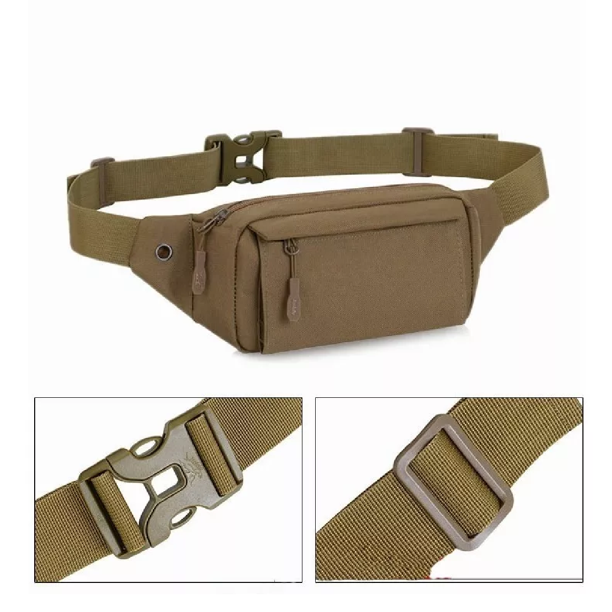 Cangurera Táctica Militar Multiusos Bolsa Campismo Riñonera Caqui