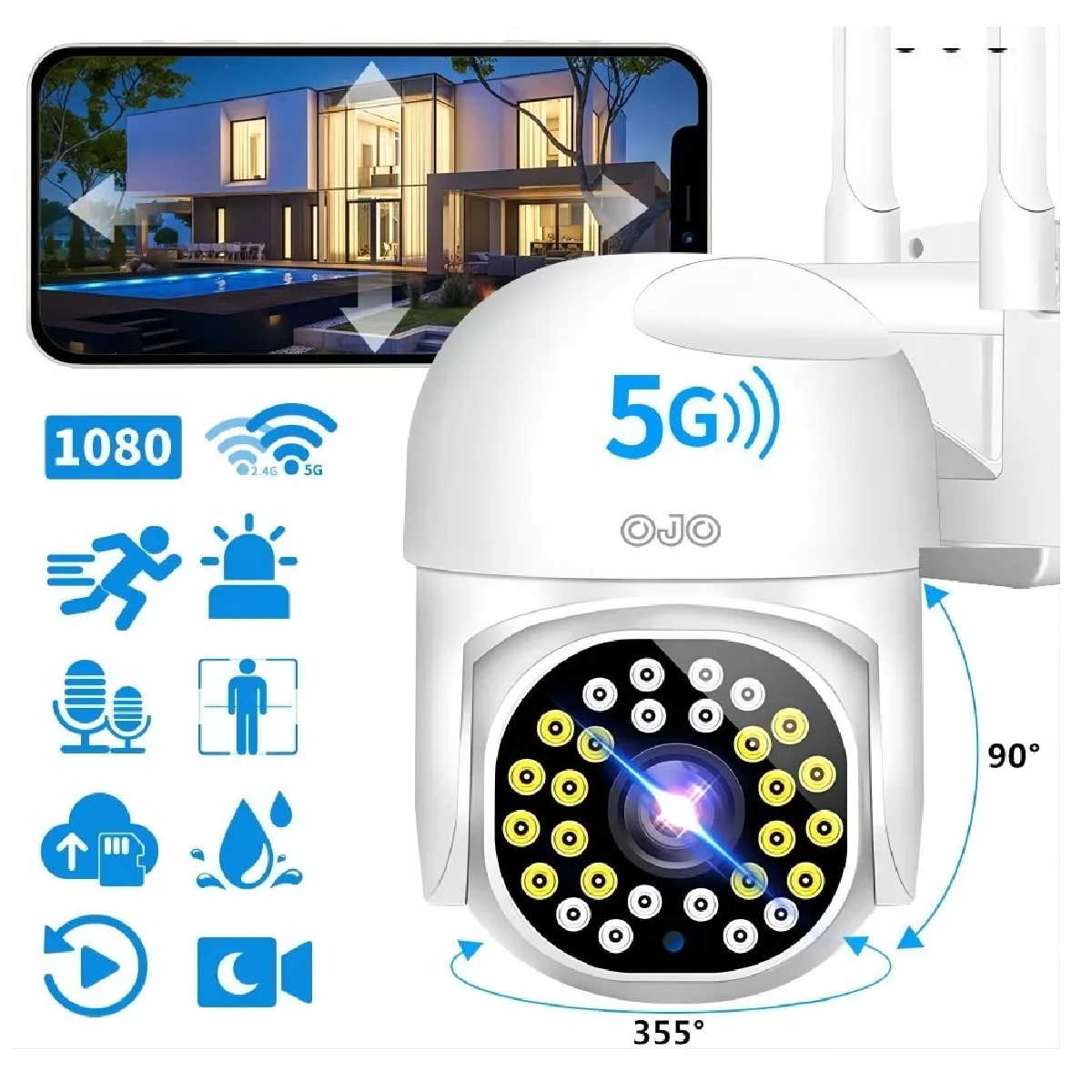 TP-Link TAPO C200 - Cámara IP WiFi 360° Cámara de Vigilancia FHD  1080p,Visión nocturna, Notificaciones en tiempo real, Admite tarjeta  SD,Detección de