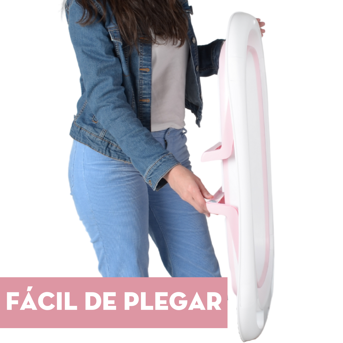 Bañera Plegable Para Bebé Mima2 Con Termómetro y Colchoneta Recien Nacido Rosa
