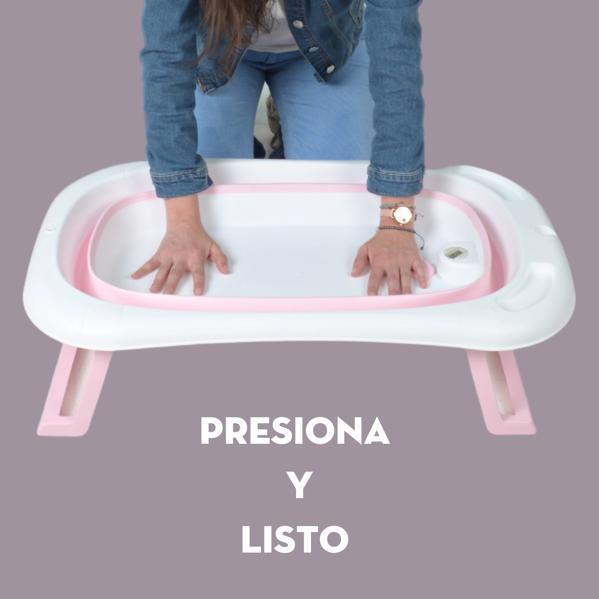 Bañera Plegable Para Bebé Mima2 Con Termómetro y Colchoneta Recien Nacido Rosa