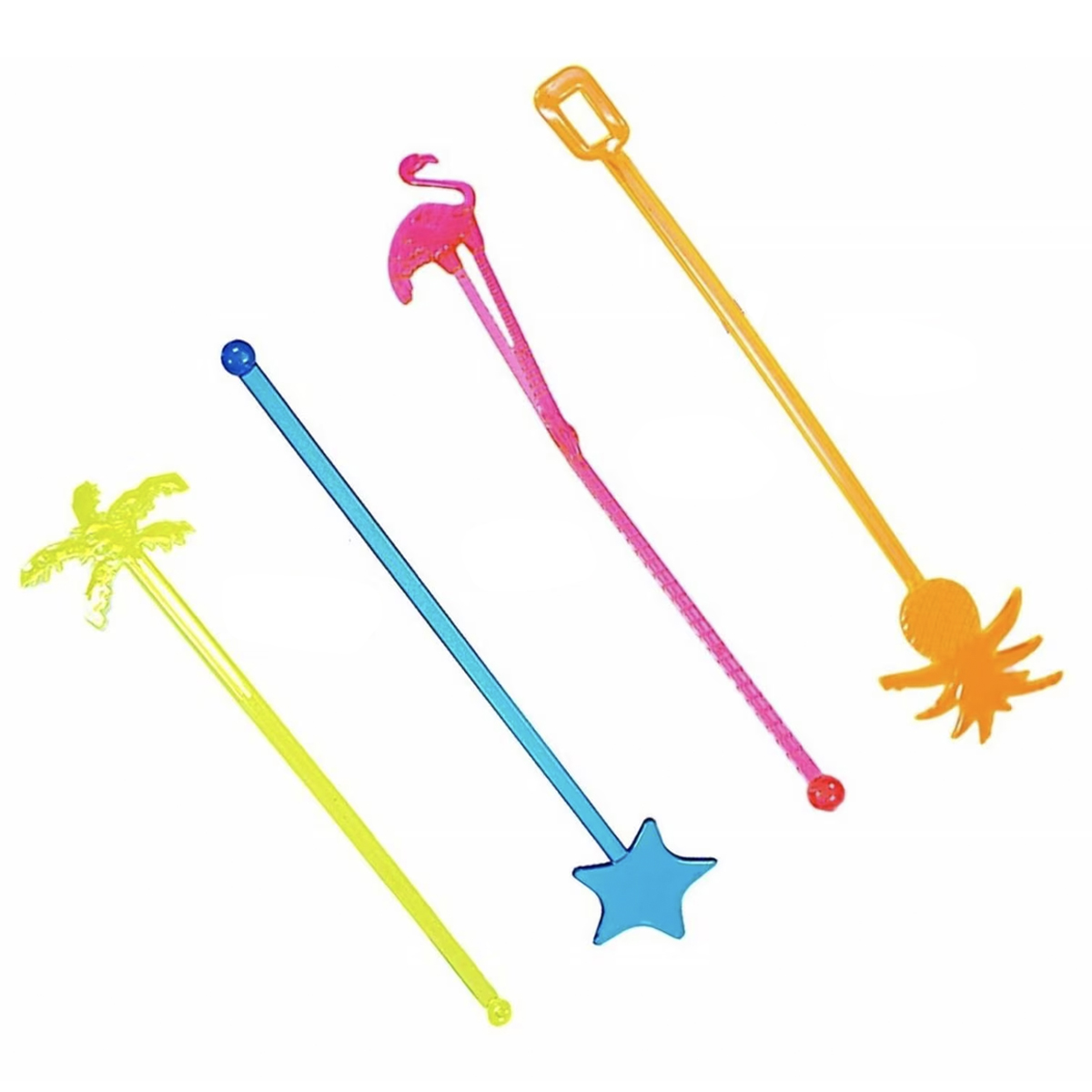 Agitador De Plastico de colores Neon Para Bebidas 48pz 