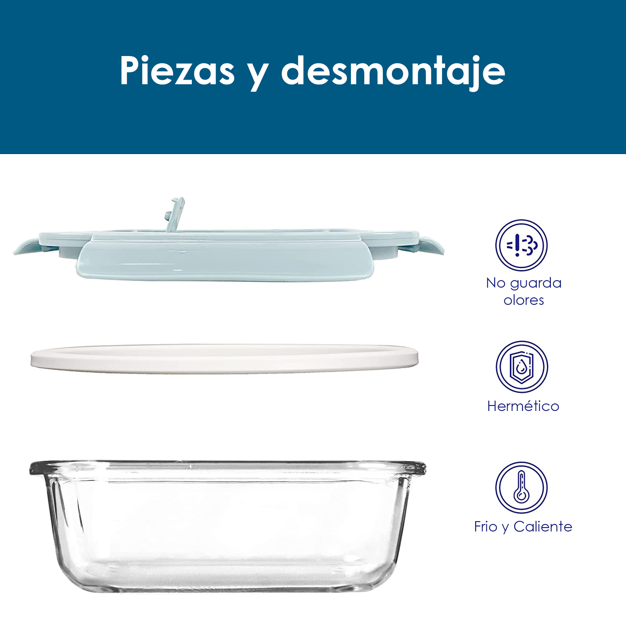 Refractario Rectangular de Cristal 1000 ml