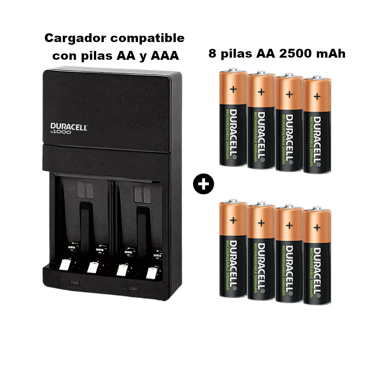 DURACELL CARGADOR RC (4) AA 2500 mAh + 4 AA 2500 mAh