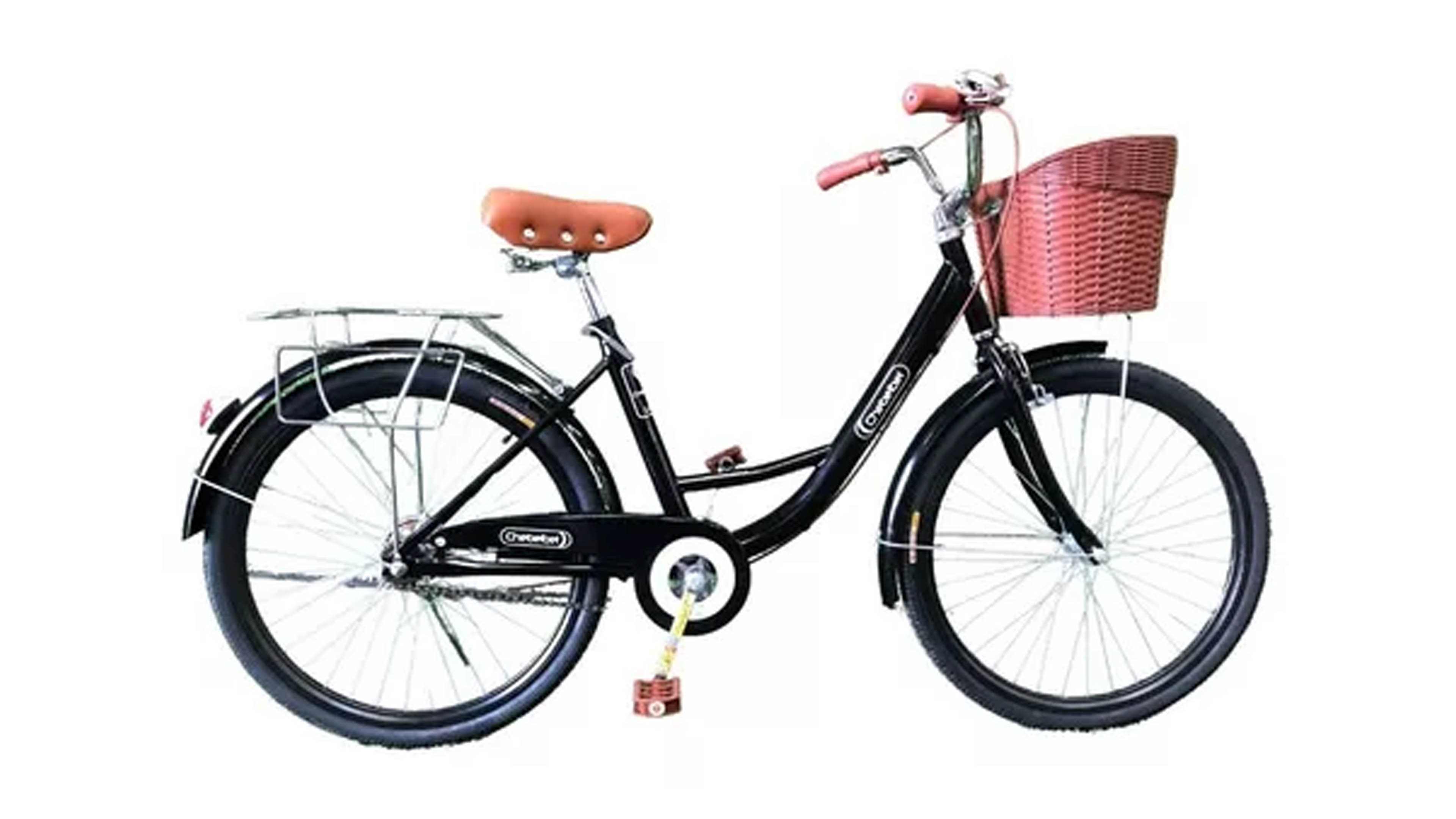 Bicicleta Rodada 24 Paseo Calle Bicicleta Compraymas Negra con Canasta