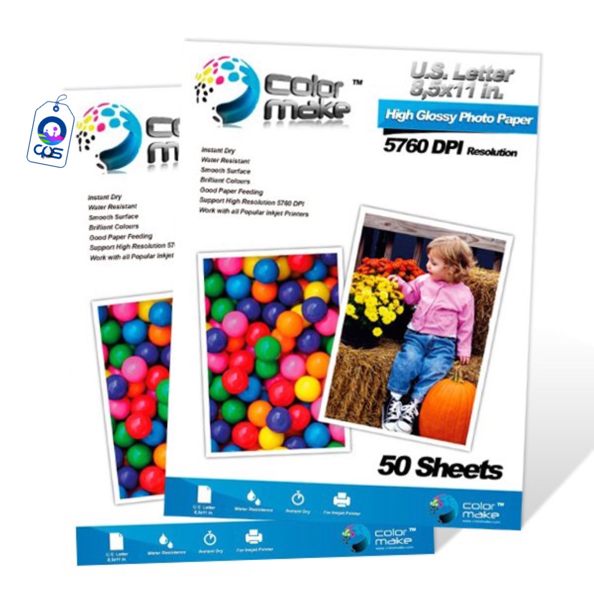 Papel fotográfico high glossy Color Make (2 paquetes con 50 hojas c/u)..