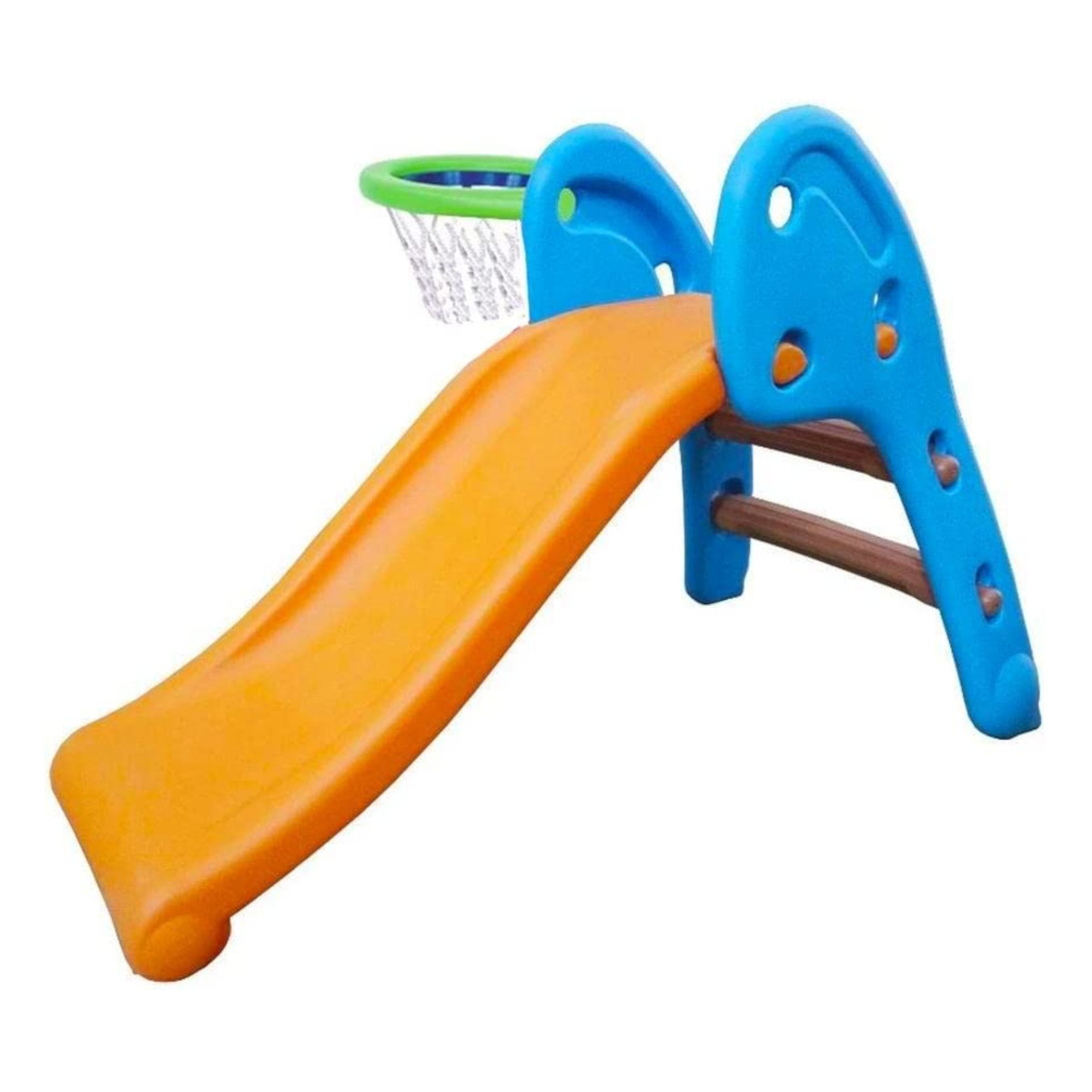 Resbaladilla Infantil de Plástico Reforzado con Canasta de Basquetbol para Niños