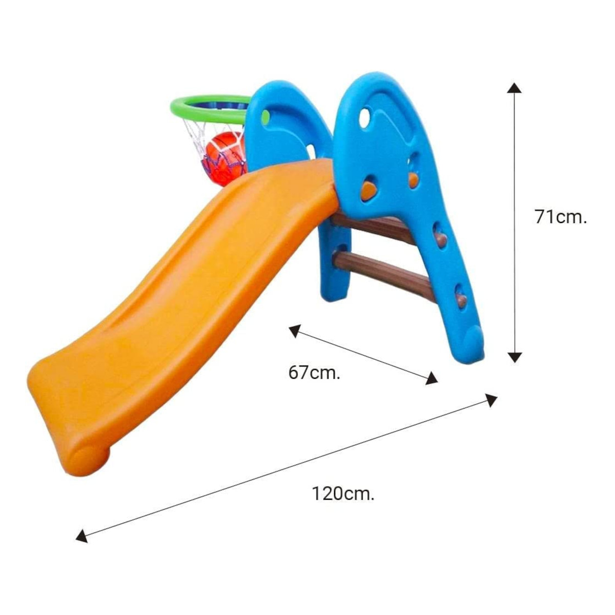 Resbaladilla Infantil de Plástico Reforzado con Canasta de Basquetbol para Niños