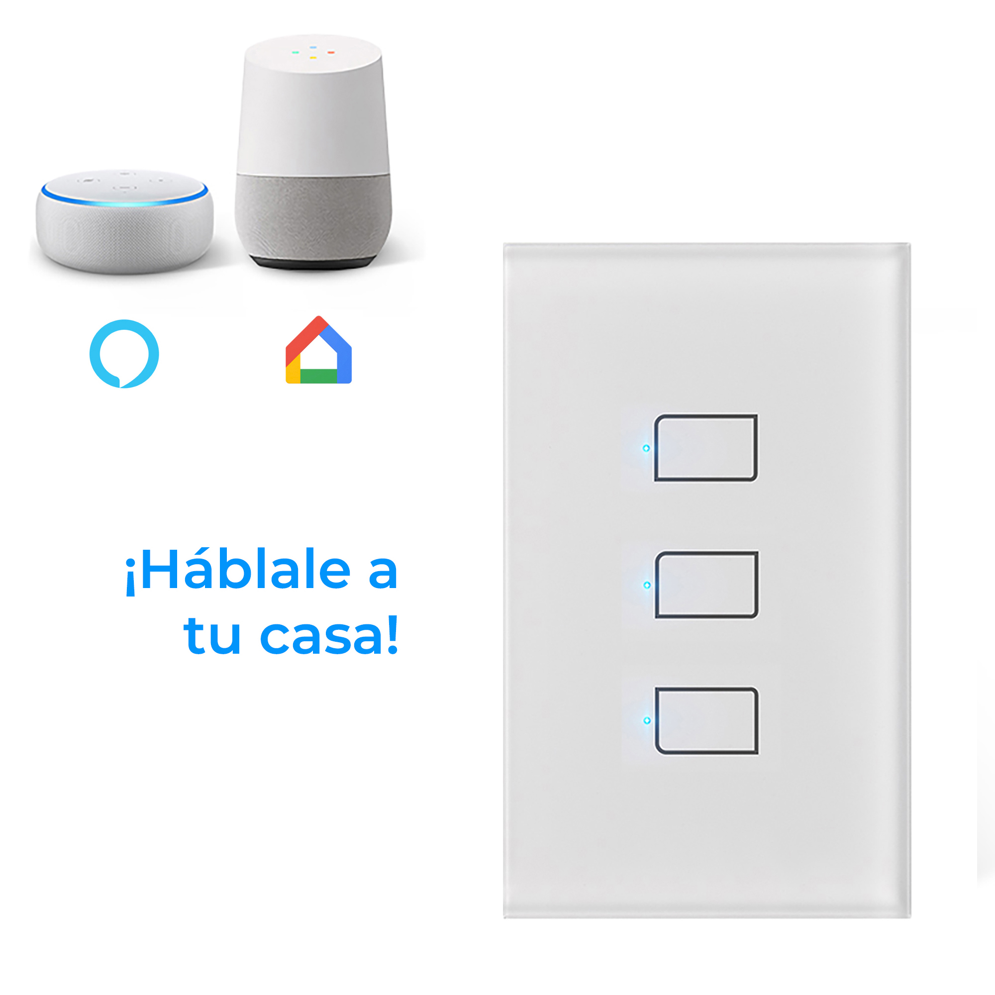 Apagador Smart 3 Botones RF 433 MHz - Requiere Rm4 Pro, Comp. Asistentes de Voz