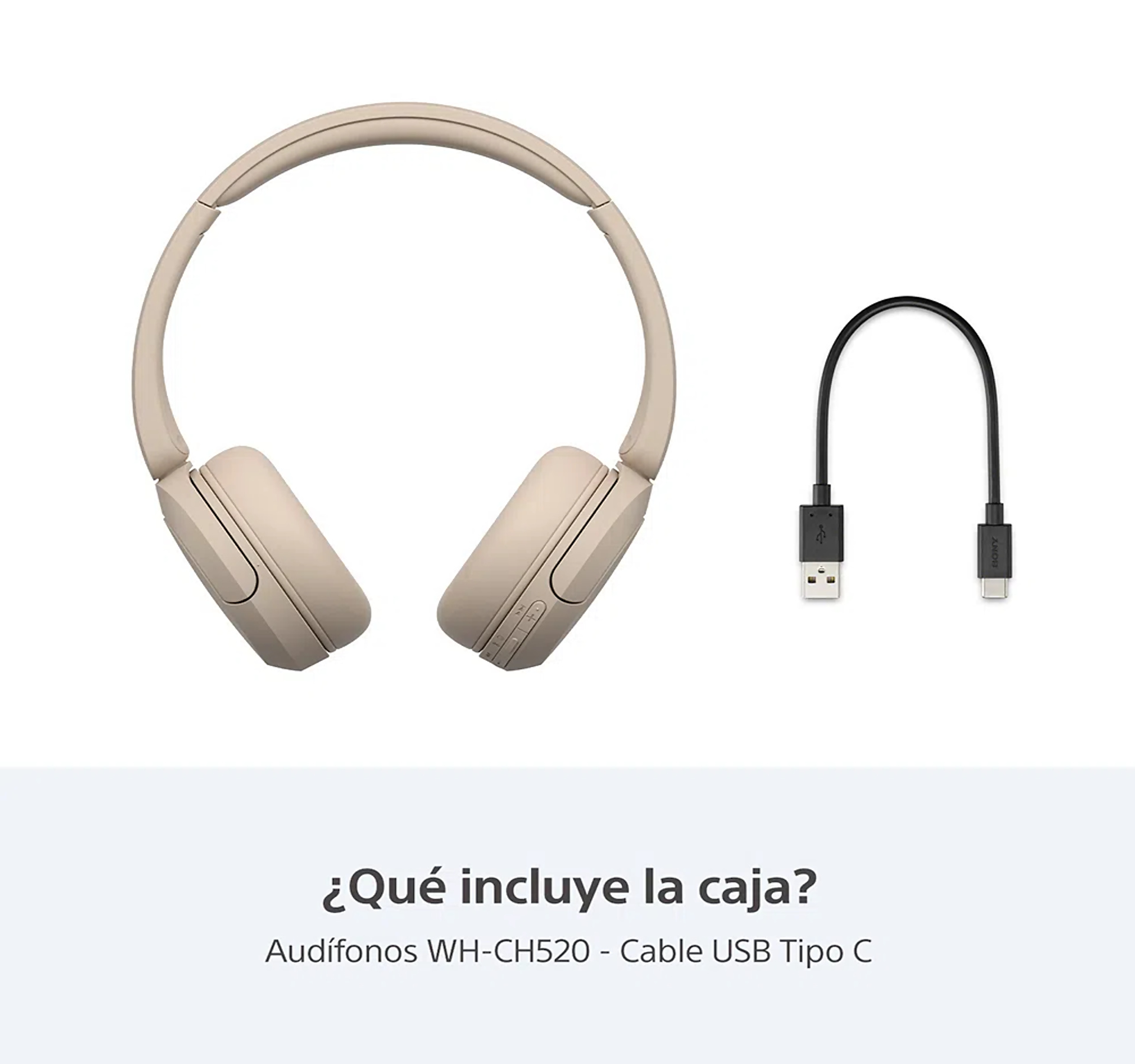 Audífonos Bluetooth de Diadema Sony WH-CH510/Beige