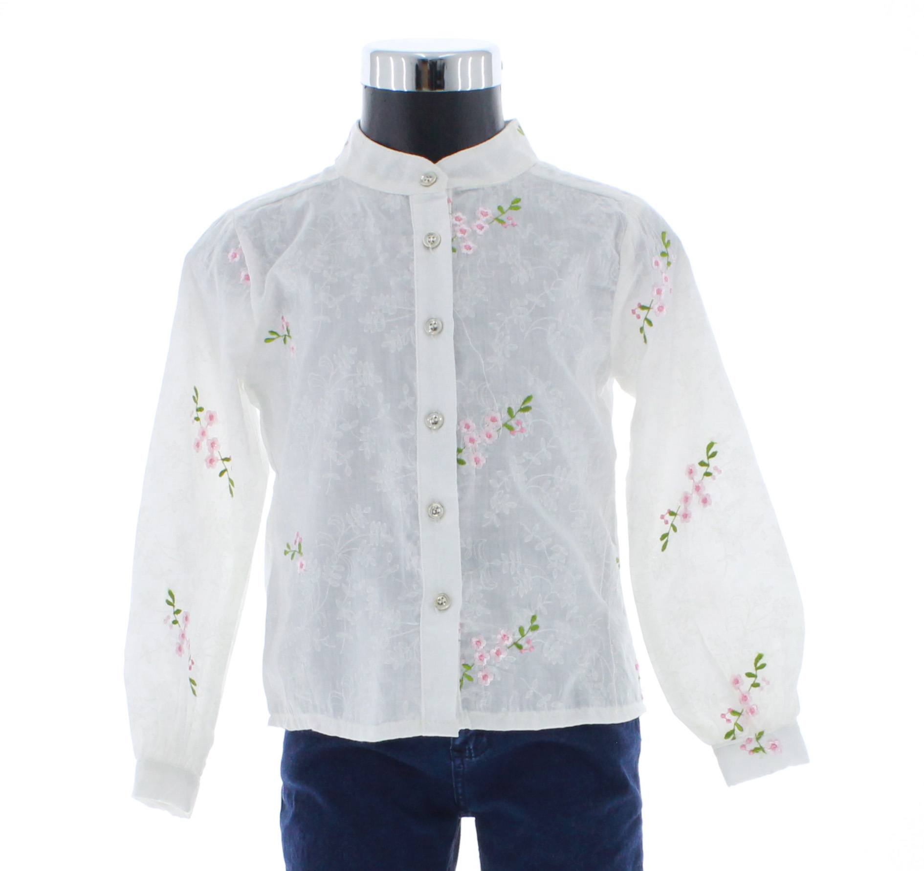 Blusa Niña Color Blanco Con Flores 3506 2 A 16 Años.
