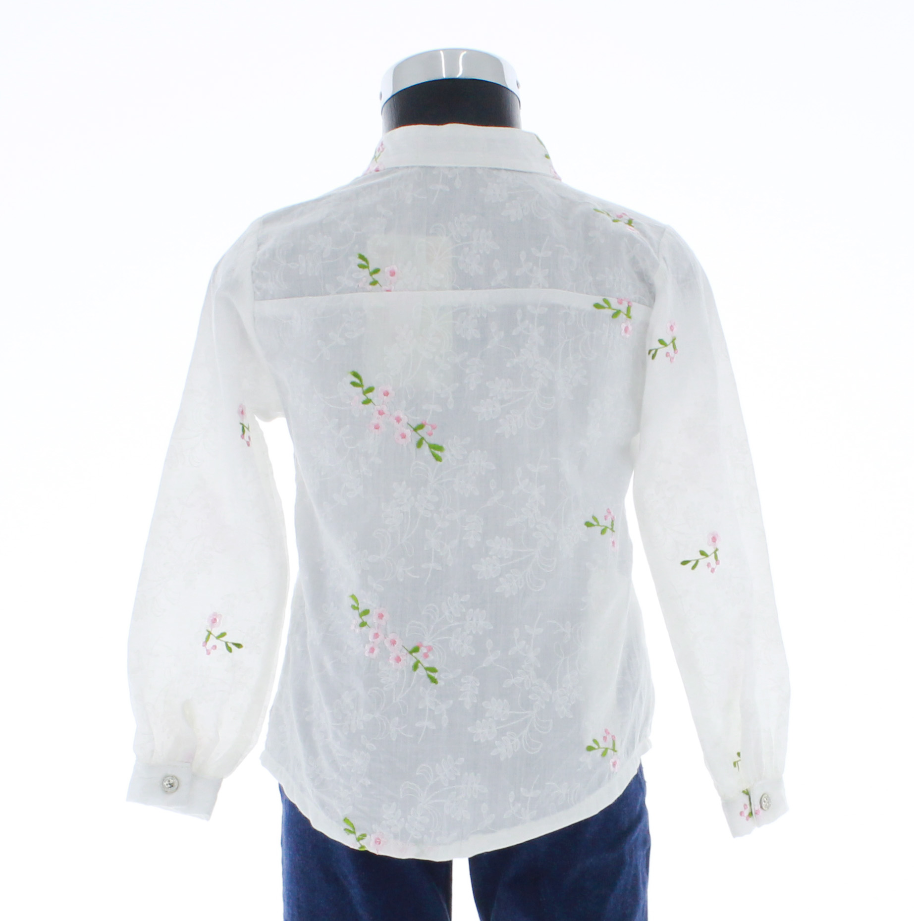 Blusa Niña Color Blanco Con Flores 3506 2 A 16 Años.