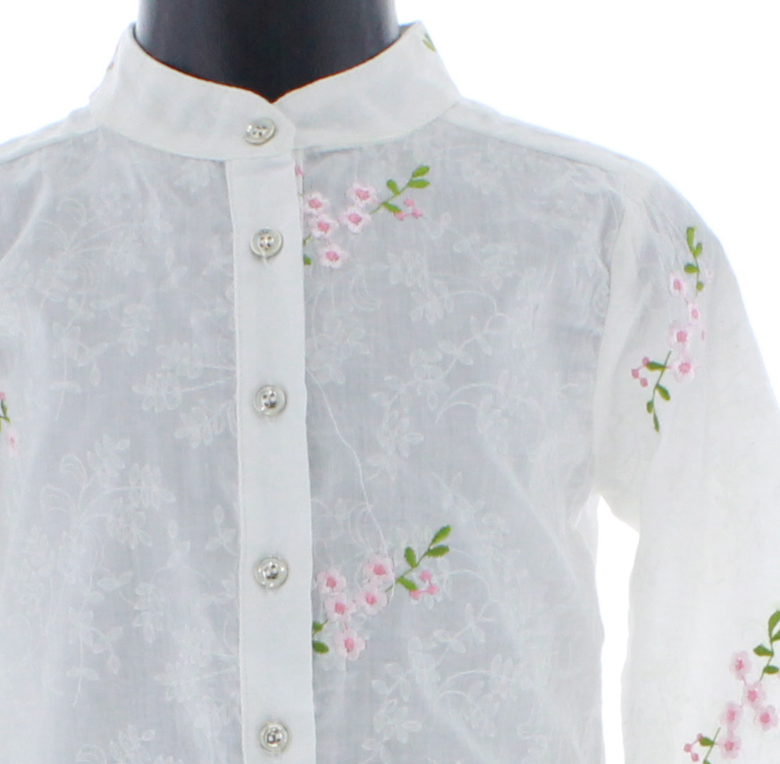 Blusa Niña Color Blanco Con Flores 3506 2 A 16 Años.