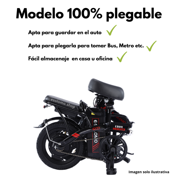 Bicicleta plegable EB01 E-SOLOMO 350w 35kmph bateria litio