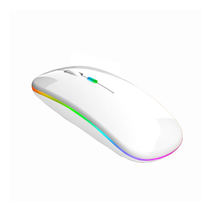 Mouse Ratón Recargable 2.4ghz USB Bluethoot Inalámbrico Led Para Pc Laptop Tablet Ipad (Blanco).