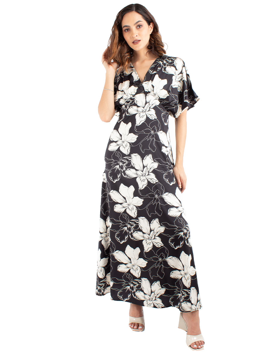 Vestido de manga kimono con print floral 
