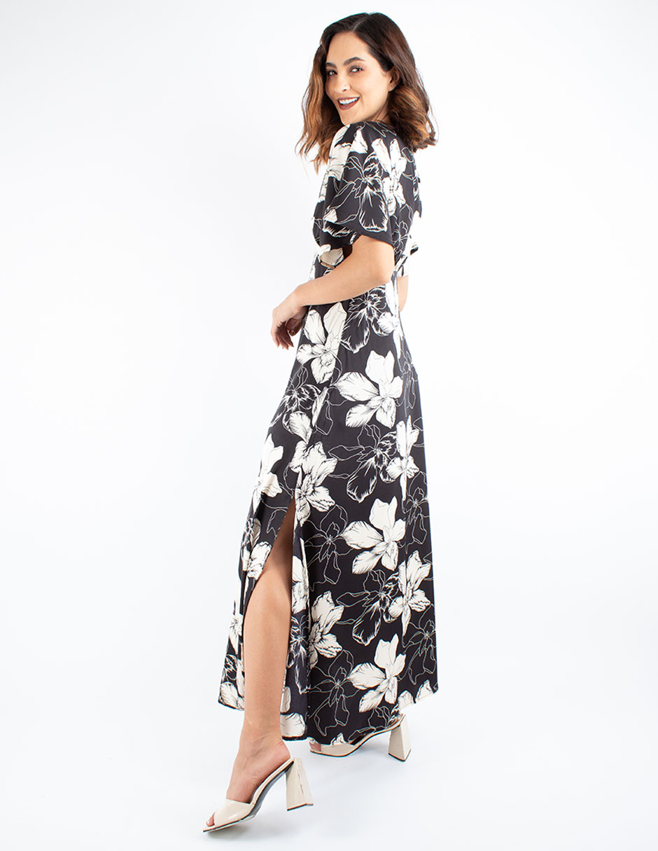 Vestido de manga kimono con print floral 