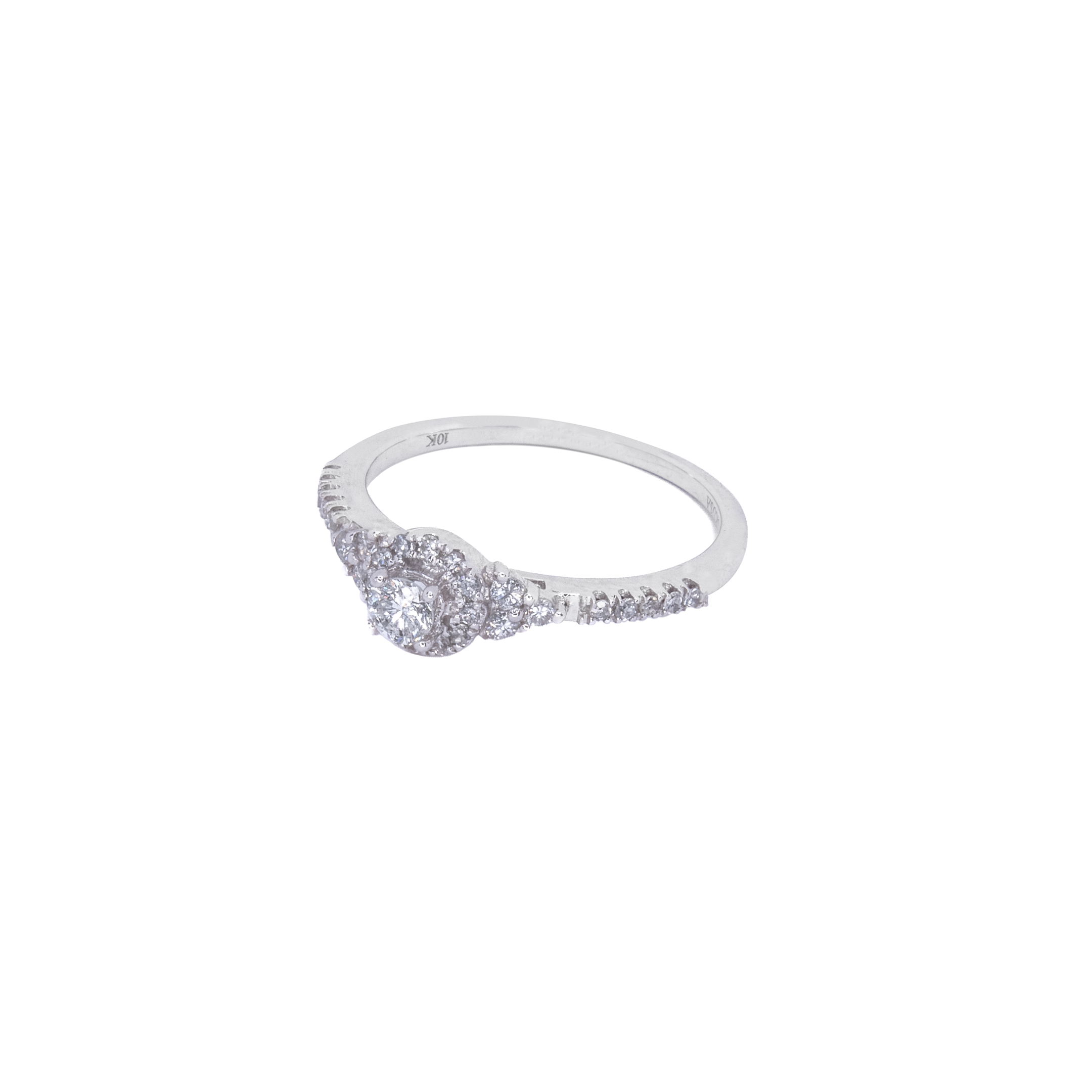 Anillo con Diamantes 30 Puntos Oro Blanco 10 Kilates