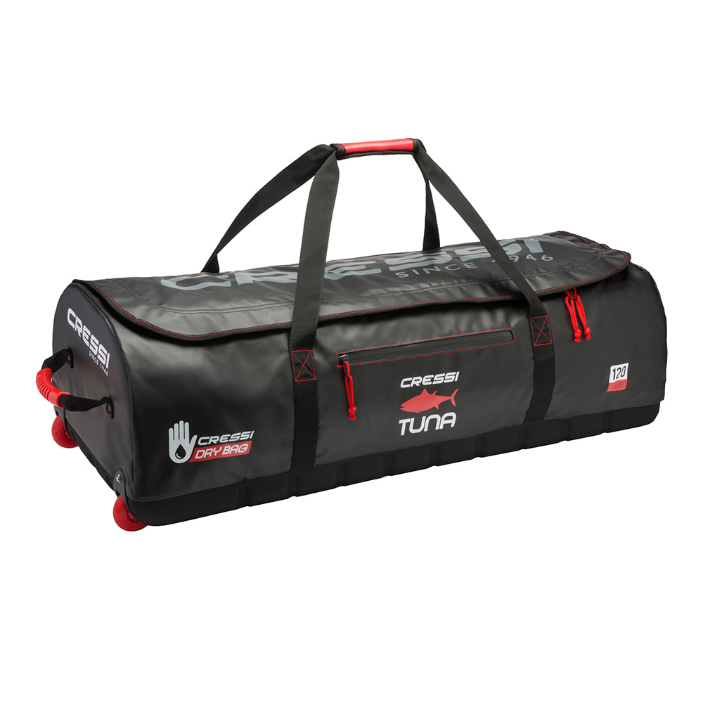 Maleta de Ruedas Impermeable CRESSI Tuna 120 Lt Negro/Rojo Para Equipo Deportivo