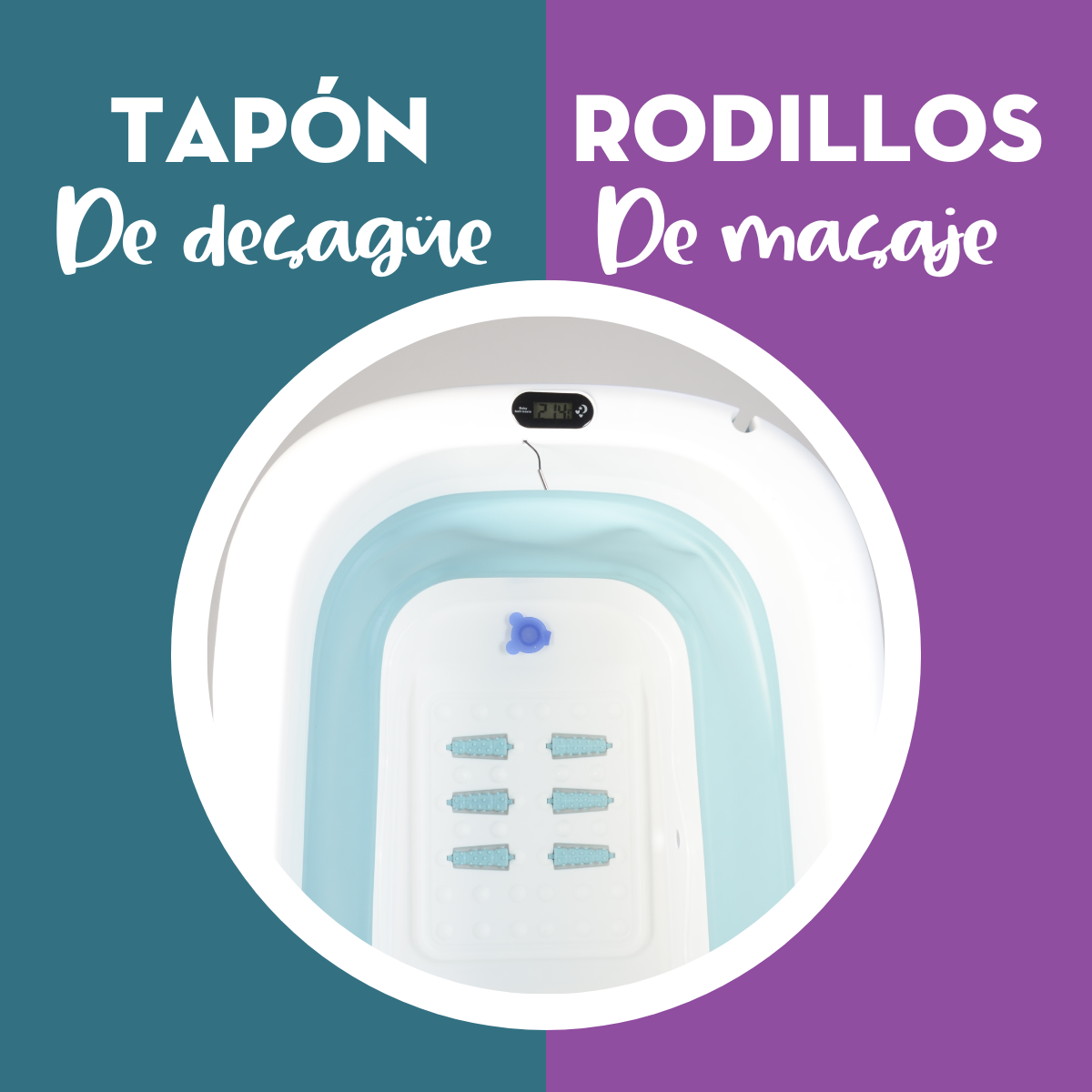 Tina Plegable Para Adulto Mima2 Con Tapa y Termómetro Azul