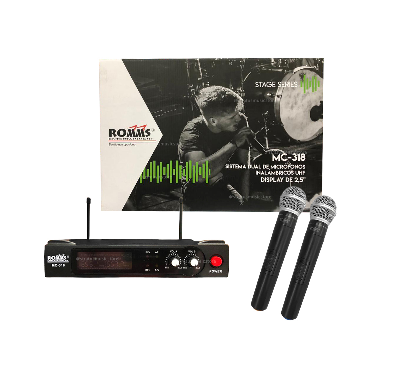 Sistema de 2 Micrófonos Inalámbricos Romms MC-318 