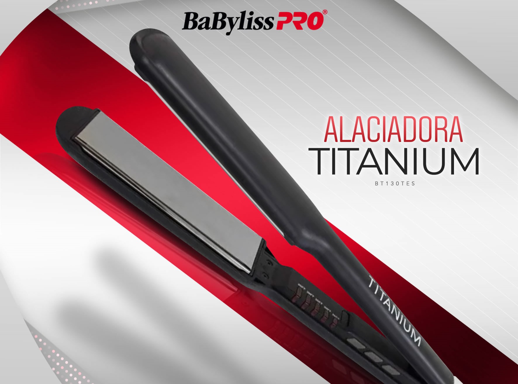 Alaciadora BabylissPro BT130TES Con Placa De Titanium - Negro