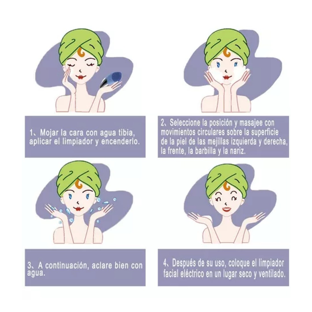 Cepillo Facial Sónico De Silicona Eléctrica Y Masajeador