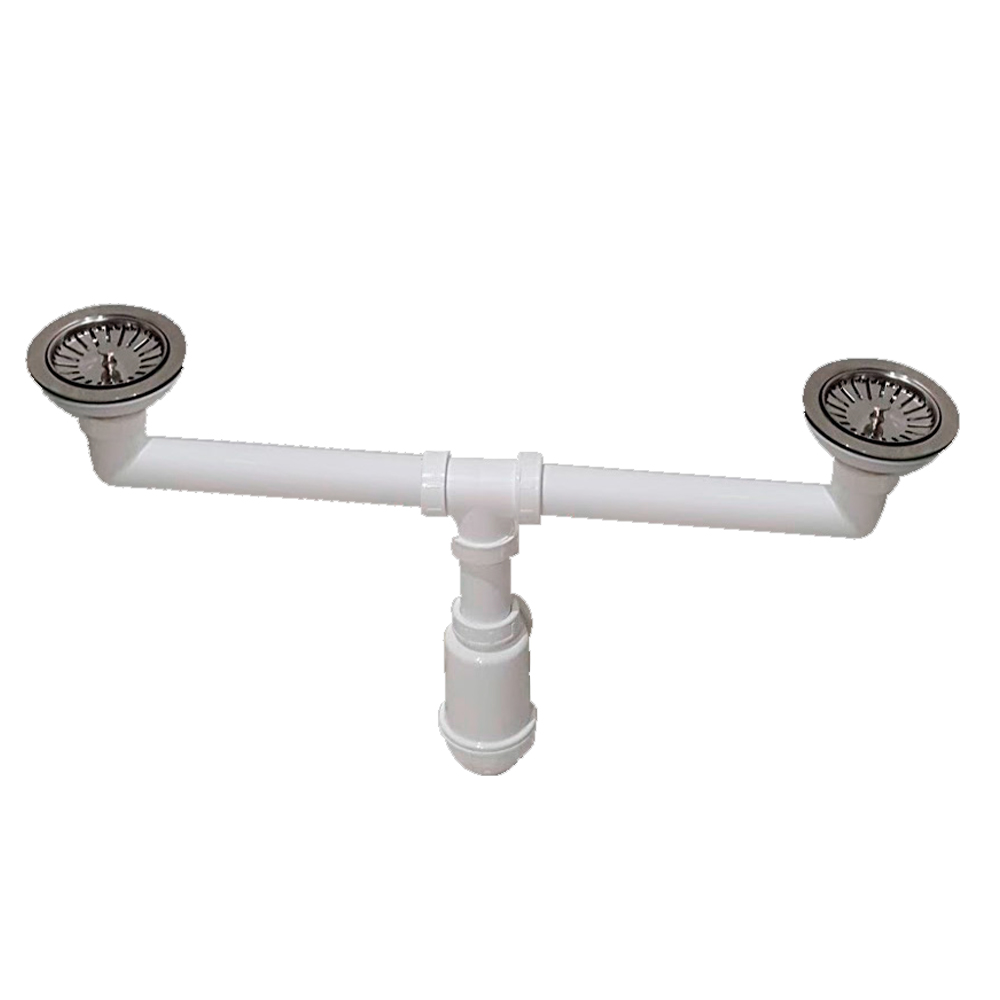 Céspol para tarja doble con contra de acero inoxidable (simetrica) evita obstrucciones en tu drenaje