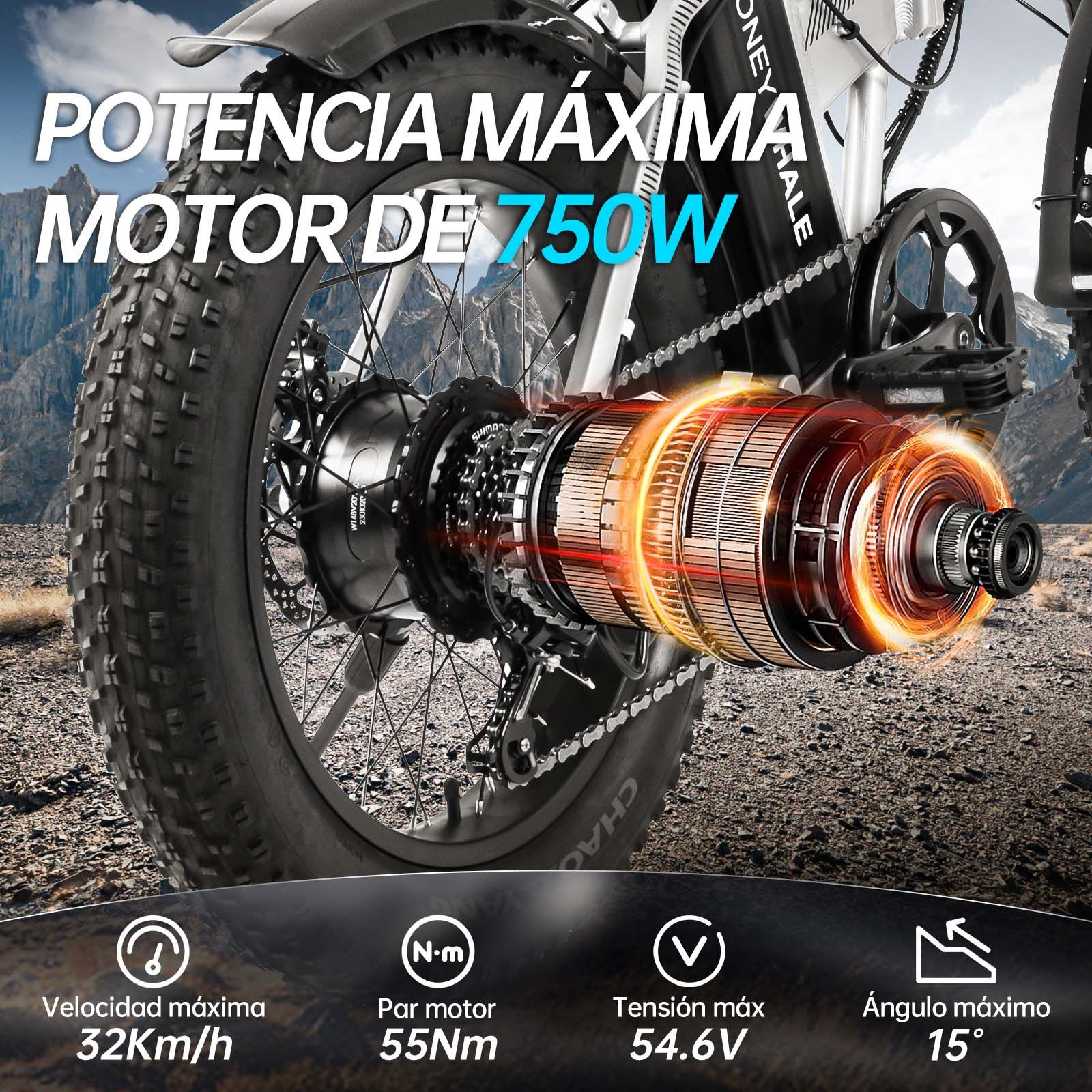 Bicicleta Eléctrica Plegable Honey Whale F6 PRO Gris.