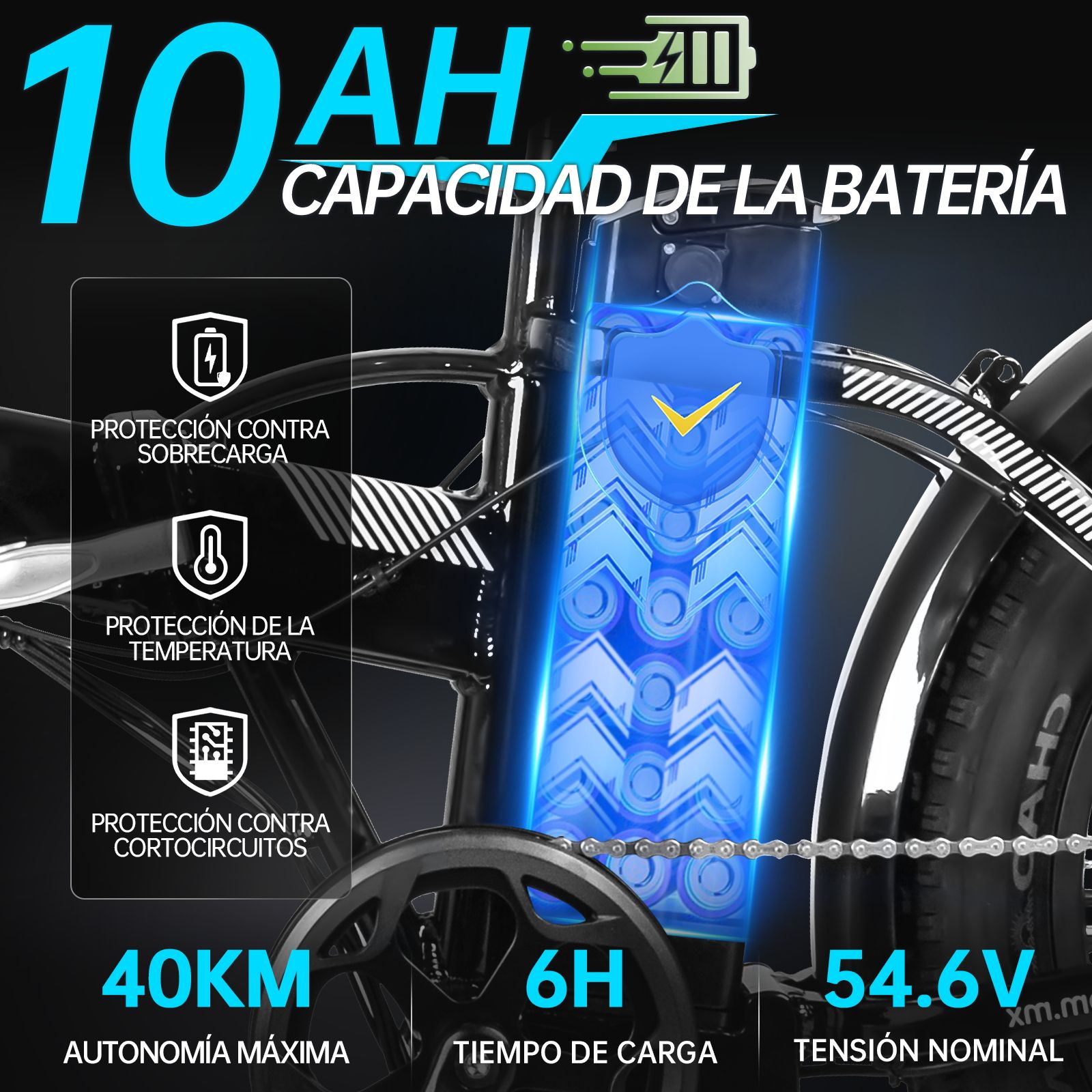 Bicicleta Eléctrica Plegable Honey Whale F6 PRO Negro.